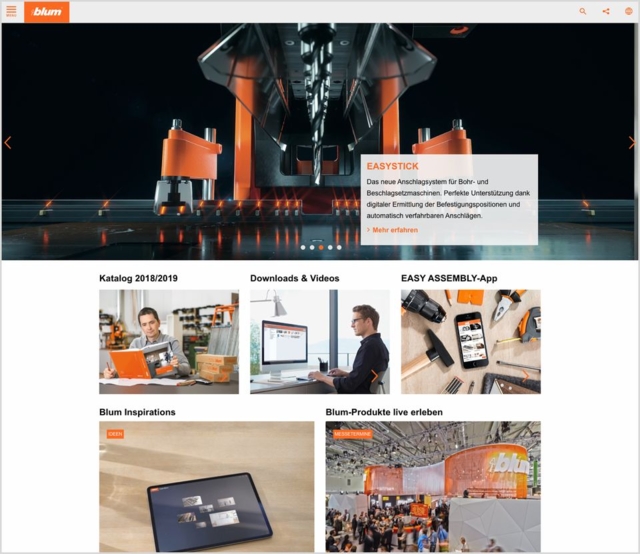Blum Website auf Desktop angezeigt