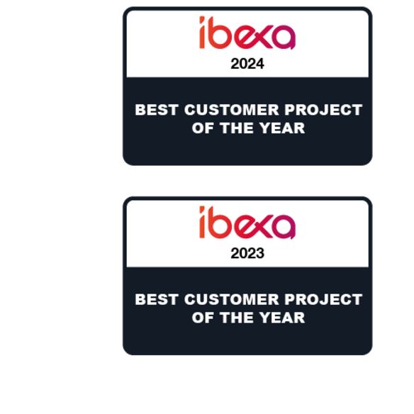 Logic Joe Ibexa Awards: Best Customer Project of the Year 2024 und Best Cloud Partner of the Year 2023, kein Hintergrund