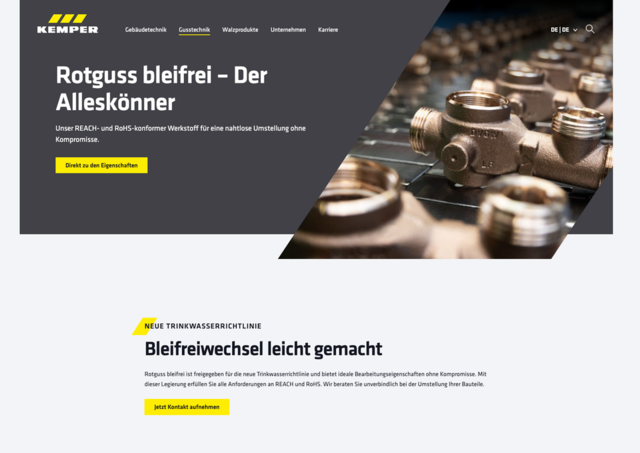 Website Kemper Produktbereich Seite