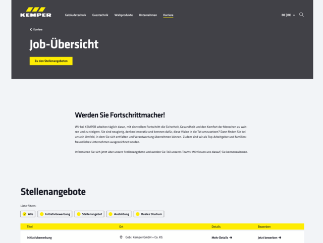 Website Kemper Talentstorm Seite