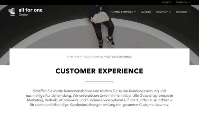 Vorschauseite mit Header Customer Experience