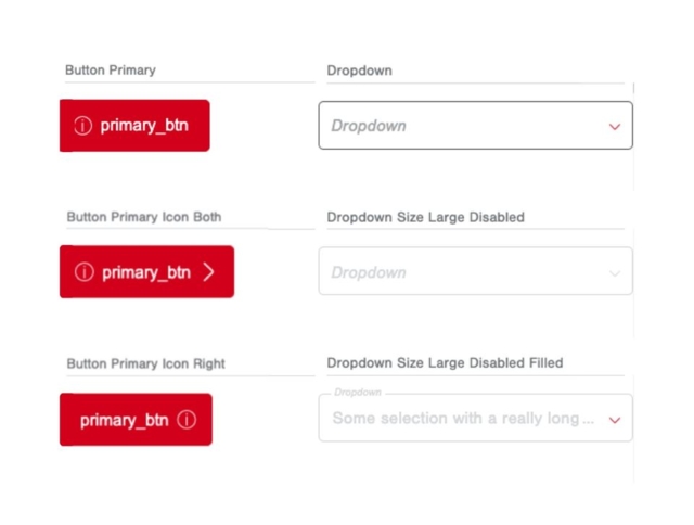 Drei Varianten vom roten Primary Button