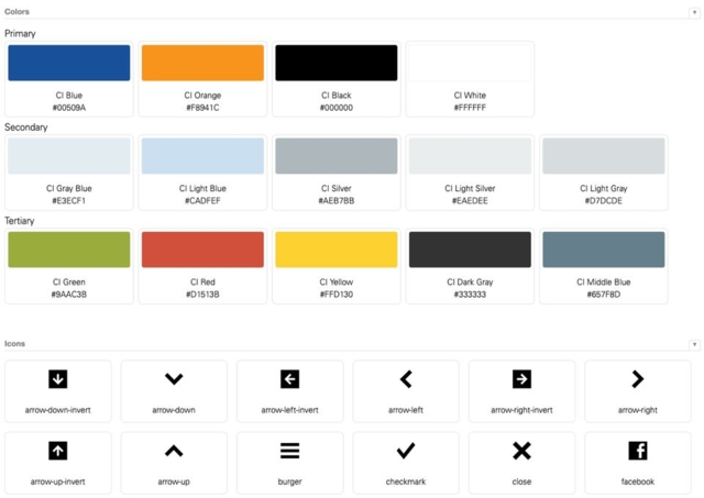 Icons und Farben die sich im Witzenmann Patternlab befindet