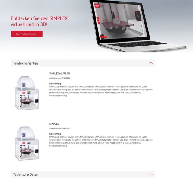 Produktvarianten von Simplex