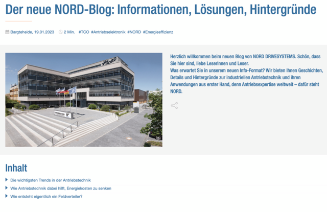 Der neue NORD Blogpost mit dem Bild von Hauptsitz