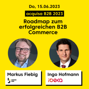 Schriftzug "acquisa Roadmap zum B2B" mit thematischen Highlights