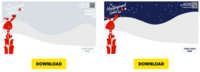 Zwei Logic Joe Weihnachts-Videocall-Hintergründe zum Download – eine helle und eine dunkle Version mit Weihnachtsmann-Illustration und Platzhalter für eigenes Logo